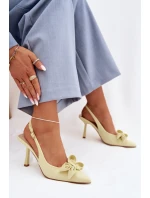 Dámské sandály na podpatku s mašlí Žluté model 22027955 - Boto