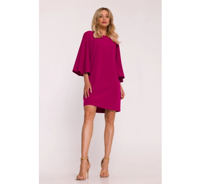 S426 Mini šaty s netopýřími rukávy - švestka S426 Mini šaty s netopýřími rukávy - švestka