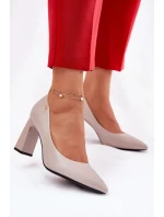 Elegantní dámské lodičky na širokém podpatku Vinceza – šedé Elegantní dámské lodičky na širokém podpatku Vinceza – šedé