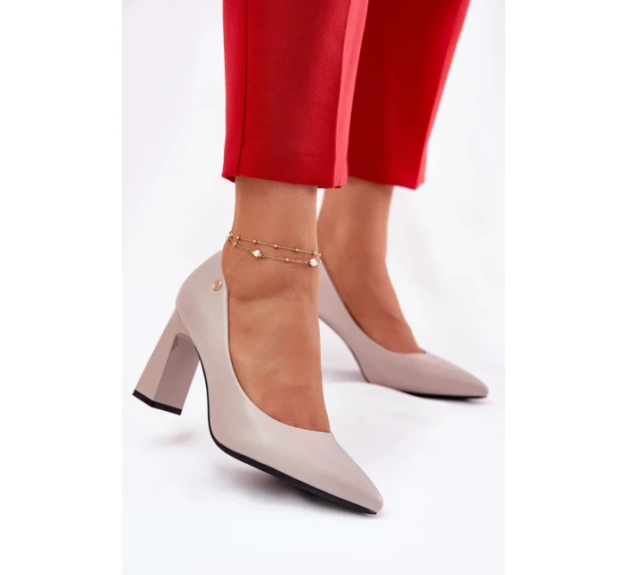 Elegantní dámské lodičky na širokém podpatku Vinceza – šedé