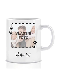 Personalizovaný klasický bílý keramický hrníček 300 ml s fotkou mazlíčka a textem