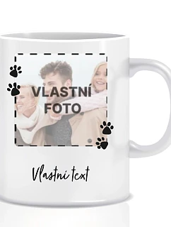 Personalizovaný klasický bílý keramický hrníček 300 ml s fotkou mazlíčka a textem