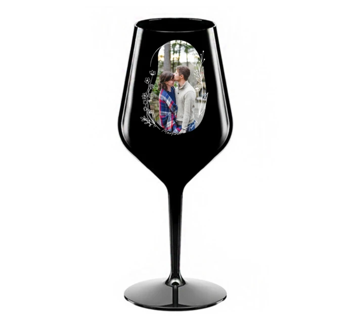 Personalizovaná nerozbitná sklenice s květinový ohraničením 