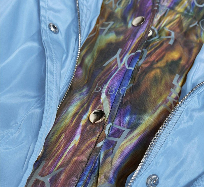 Světle modrá/vícebarevná dámská bunda s ozdobnou kapucí (YR2022)