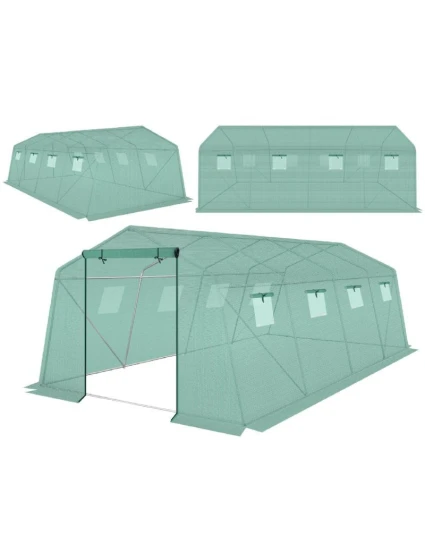 ZAHRADNÍ TUNEL 300x600x200 cm PE KONSTRUKCE ZELENÁ OCEL