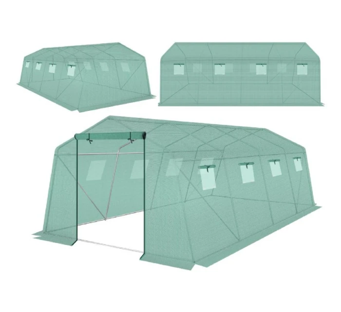 ZAHRADNÍ TUNEL 300x600x200 cm PE KONSTRUKCE ZELENÁ OCEL
