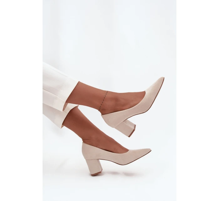 Dámské lodičky s  na sloupku béžové model 21711445 - Boto