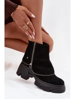 Kožené dámské kotníkové boty s lemem  Černé model 21714270 - Maciejka