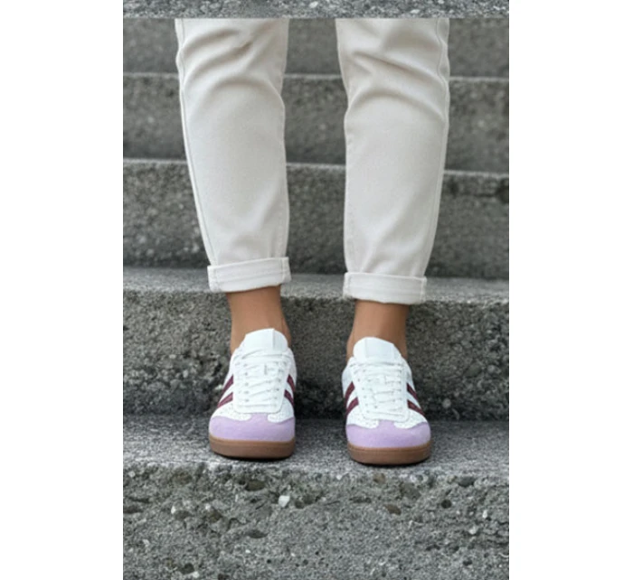 Kožené síťované dámské tenisky Zazoo N1318 bílo-fialové