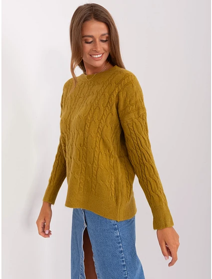 Sweter AT SW  oliwkowy model 18895541 - FPrice