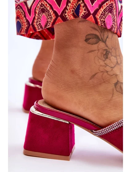 Semišové pantofle na vysokém podpatku S.Barski Fuchsia