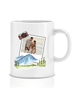 Personalizovaný klasický bílý keramický hrníček 300 ml s polaroidem z dovolené