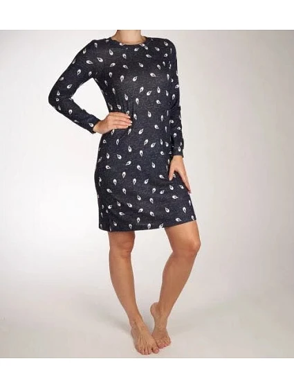 Dámská noční košile tm. modrá se vzorem model 18985341 - Rebelle