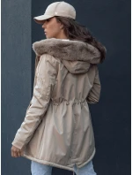 Dámská zimní bunda parka s kožešinou béžová model 21979832 - Dstreet
