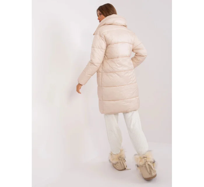 Světle béžová lehká dámská zimní péřová bunda model 21247743 - Factory Price