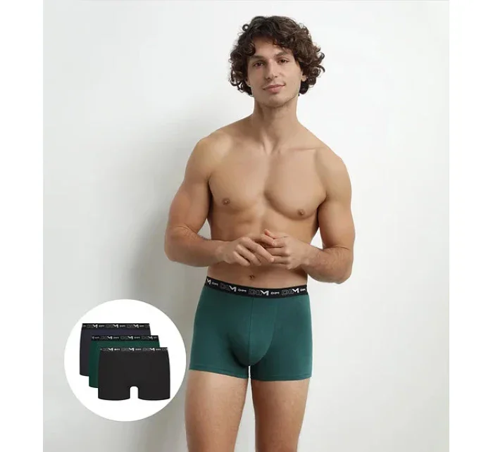 Pánské boxerky 3 ks DIM COTTON STRETCH BOXER 3x - DIM - tmavě zelená