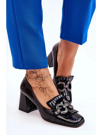 Dámské polobotky / Lodičky na sloupku Černá Premium Shoes model 19341940 - Inello Dámské polobotky / Lodičky na sloupku Černá Premium Shoes model 19341940 - Inello
