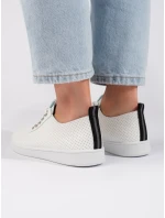 Komfortní tenisky dámské bílé bez podpatku Komfortní tenisky dámské bílé bez podpatku