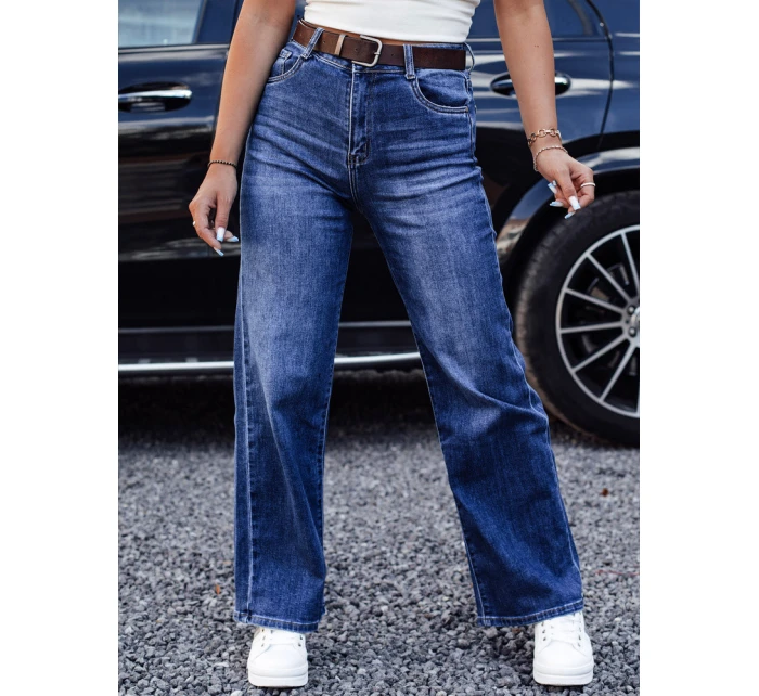 Dámské džínové kalhoty RETROFIT baggy s páskem v modré barvě FashionStreet UY2233