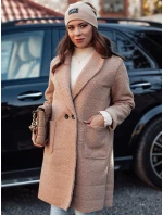 Dámský oversize dlouhý kabát z kůže béžový Dstreet model 21981938 - FashionStreet