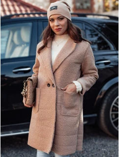 Dámský oversize dlouhý kabát z kůže béžový Dstreet model 21981938 - FashionStreet