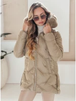 Dámská zimní bunda LOVEINSIDE prošívaná s kožešinou camel FashionStreet TY5051 Dámská zimní bunda LOVEINSIDE prošívaná s kožešinou camel FashionStreet TY5051