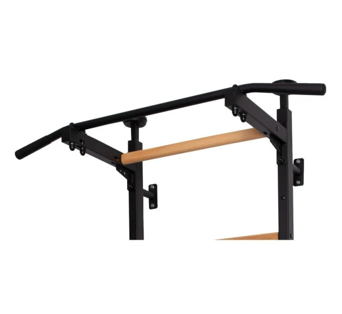 ROZKLÁDACÍ DŘEVĚNO-KOVOVÝ GYMNASTICKÝ ŽEBŘÍK S KOVOVOU HRAZDOU V DUBOVÉ LAVICI 511