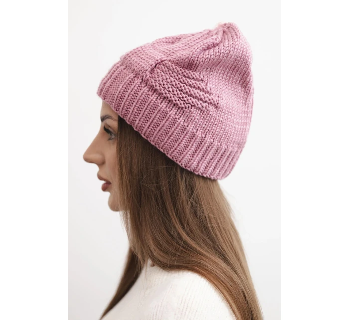 Dámská zimní čepice akrylová s ozdobným pletením K462 světle fialová