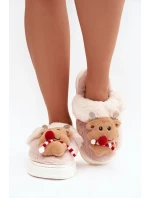 Vánoční kožené domácí pantofle dámské béžové model 21821768 - Boto Vánoční kožené domácí pantofle dámské béžové model 21821768 - Boto