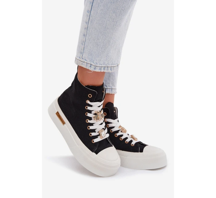 Dámské tenisky na platformě s přezkami černé model 21919391 - Boto Dámské tenisky na platformě s přezkami černé model 21919391 - Boto