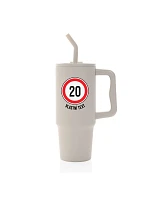 Personalizovaná nerezová termoska s barevným víčkem - narozeninová dopravní značka 