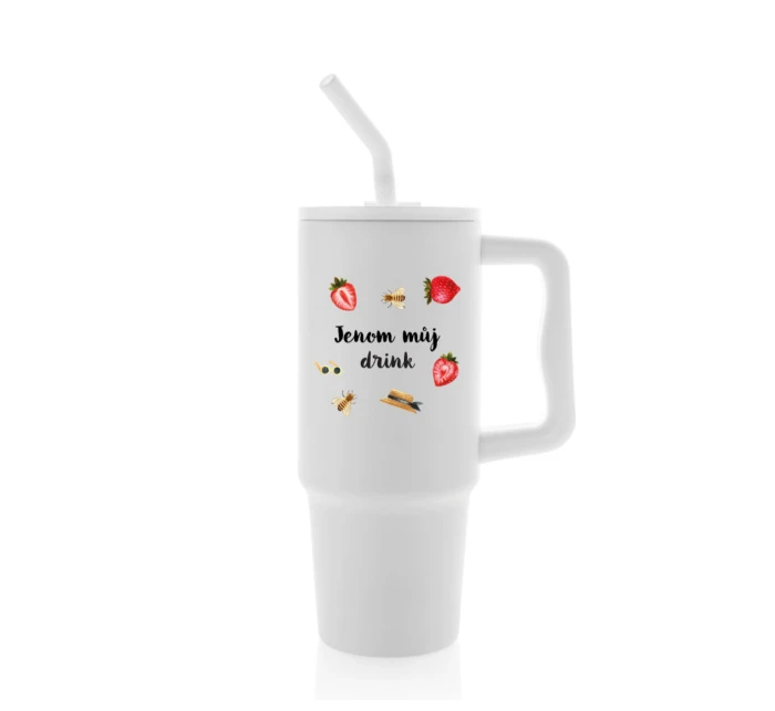 Personalizovaná termoska s barevným víčkem s letním mixem 