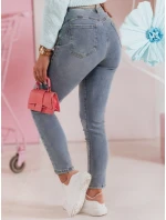 Dámské úzké džínové kalhoty s páskem CRYSTALUX modré FashionStreet UY2427