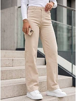 Dámské džíny s vysokým pasem a pravidelným střihem, béžové, FashionStreet UY3092 Dámské džíny s vysokým pasem a pravidelným střihem, béžové, FashionStreet UY3092
