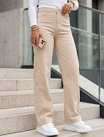 Dámské džíny s vysokým pasem a pravidelným střihem, béžové, FashionStreet UY3092