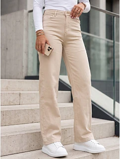 Dámské džíny s vysokým pasem a pravidelným střihem, béžové, FashionStreet UY3092