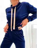 Tmavě modrý velurový dámský komplet model 20878962 - Moon