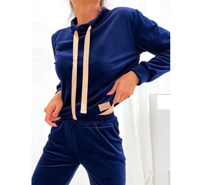 Tmavě modrý velurový dámský komplet model 20878962 - Moon