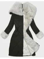 Army-béžová prošívaná zimní bunda s kožešinovou podšívkou Way Mode (WD202308) Army-béžová prošívaná zimní bunda s kožešinovou podšívkou Way Mode (WD202308)