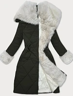 Armádně béžová zimní bunda Way Mode s prošívanou kožešinou (WD202308)