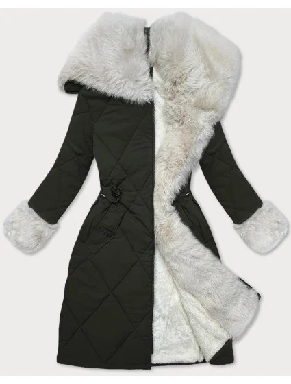 Army-béžová prošívaná zimní bunda s kožešinovou podšívkou Way Mode (WD202308) Army-béžová prošívaná zimní bunda s kožešinovou podšívkou Way Mode (WD202308)