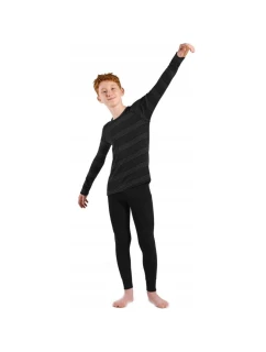 Odlo dětská souprava spodního prádla dlouhá ACTIVE WARM ECO SET velikost 116cm Černá a šedá