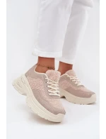 Dámské Tenisky S Krystaly A Beránkem Světle Béžové Zarika