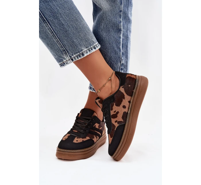 Dámské tenisky na platformě s flíčky černé Denissa Dámské tenisky na platformě s flíčky černé Denissa