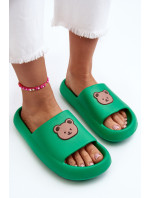 Lehké dámské pěnové pantofle s medvídkem, zelená Lia