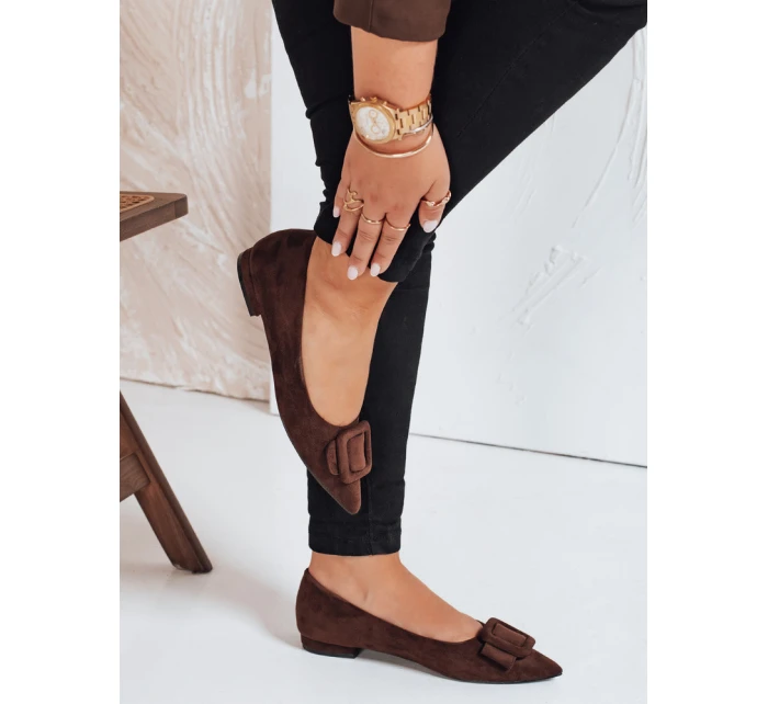 Dámské semišové hnědé baleríny Dstreet model 21992104 - FashionStreet