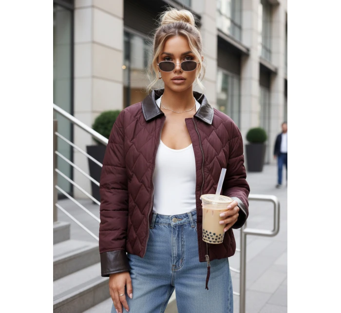 Dámská přechodná prošívaná bunda bordó FashionStreet TY5620