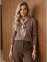 Sweter damski z apaszką fango FashionStreet MY2671 Sweter damski z apaszką fango FashionStreet MY2671