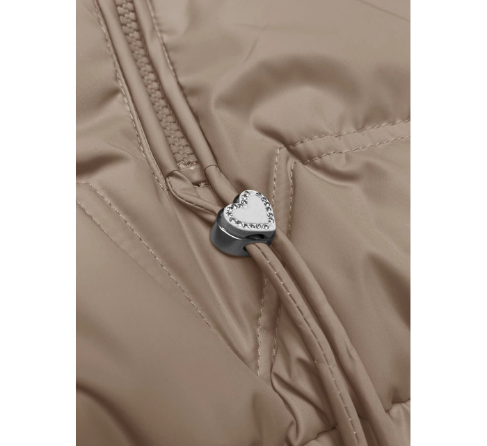 Béžová prošívaná bunda s odepínací kapucí Miss TiTi (2482)