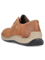 Kožené polobotky Rieker M RKR528 hnědé s ažurovým vzorem